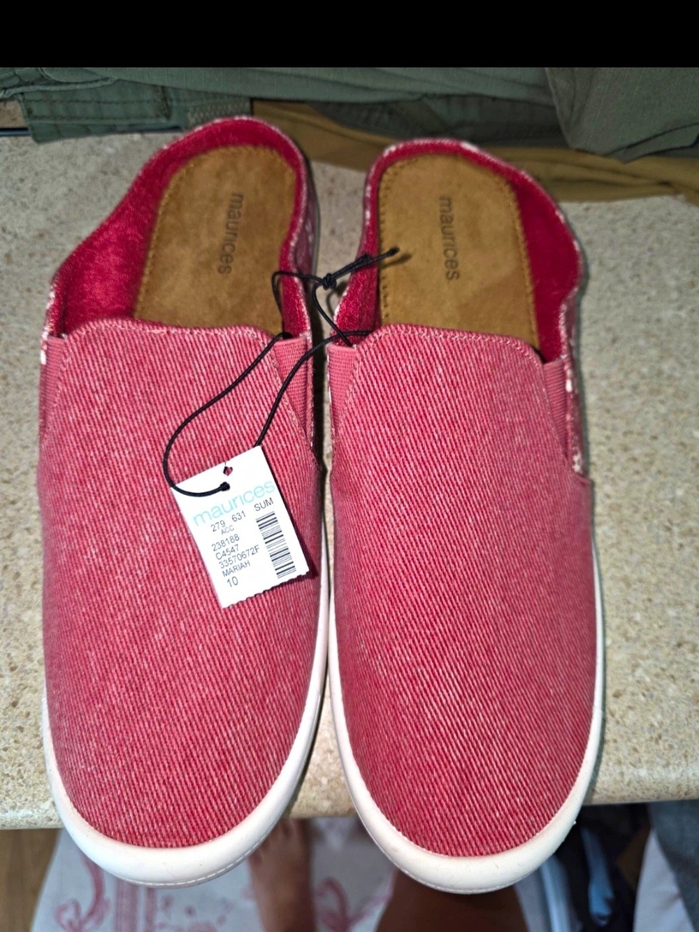 Maurices Burgundy Slip-On Canvas Moccasins for Women